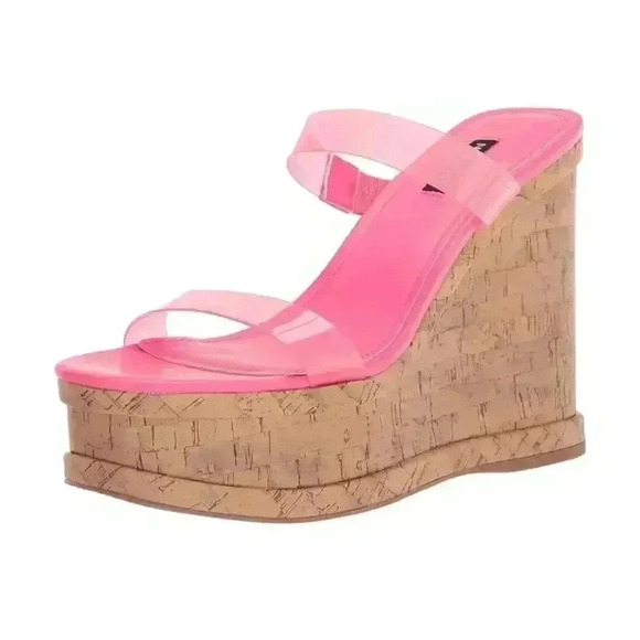 Nine West Rapps Platform Wedge Sandal Barbiecore pink size 8.5 New w/ box - Picture 6 of 7